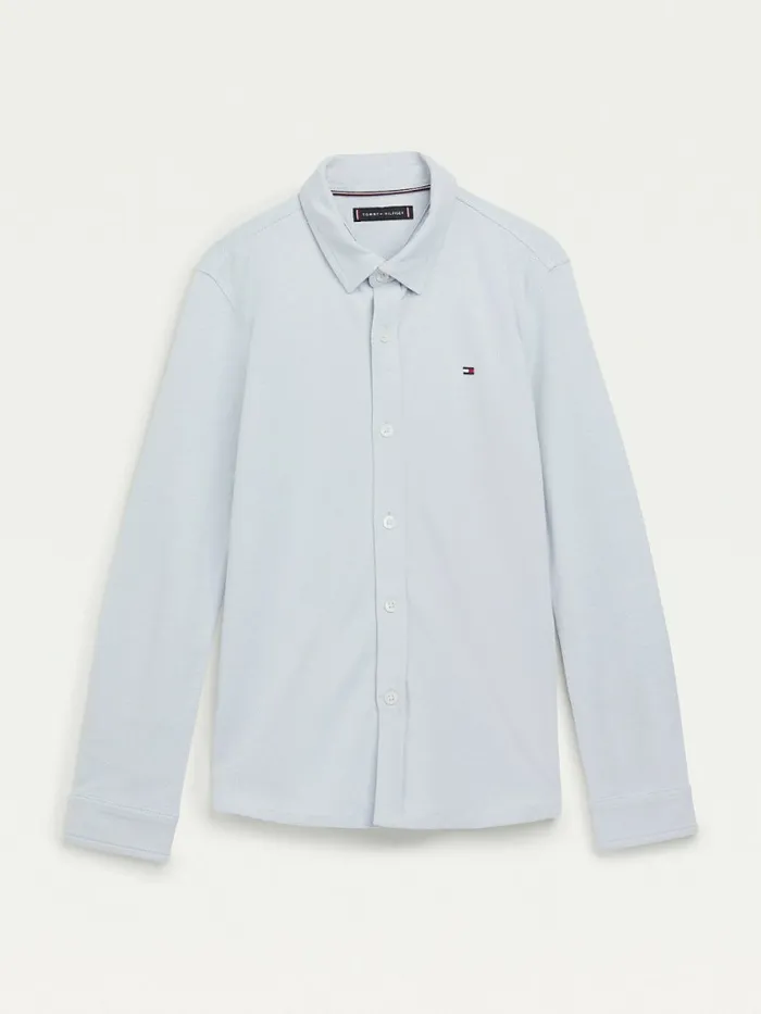 Tommy Hilfiger Stretch Organic Cotton Pique Shirt Cloudy Boys Shirts Gift for Friend Tommy Hilfiger Stretch Organic Cotton Pique Shirt Cloudy Boys Shirts Gift for Friend