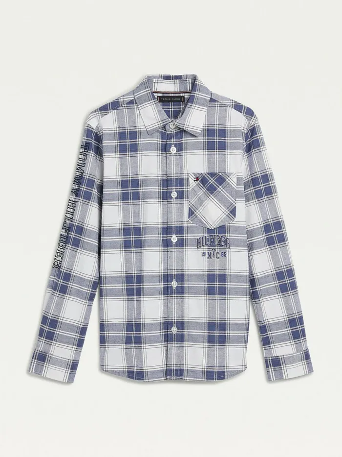 Tommy Hilfiger Stretch Oxford Cotton Check Shirt Dark Aster Boys Shirts Popular Tommy Hilfiger Stretch Oxford Cotton Check Shirt Dark Aster Boys Shirts Popular