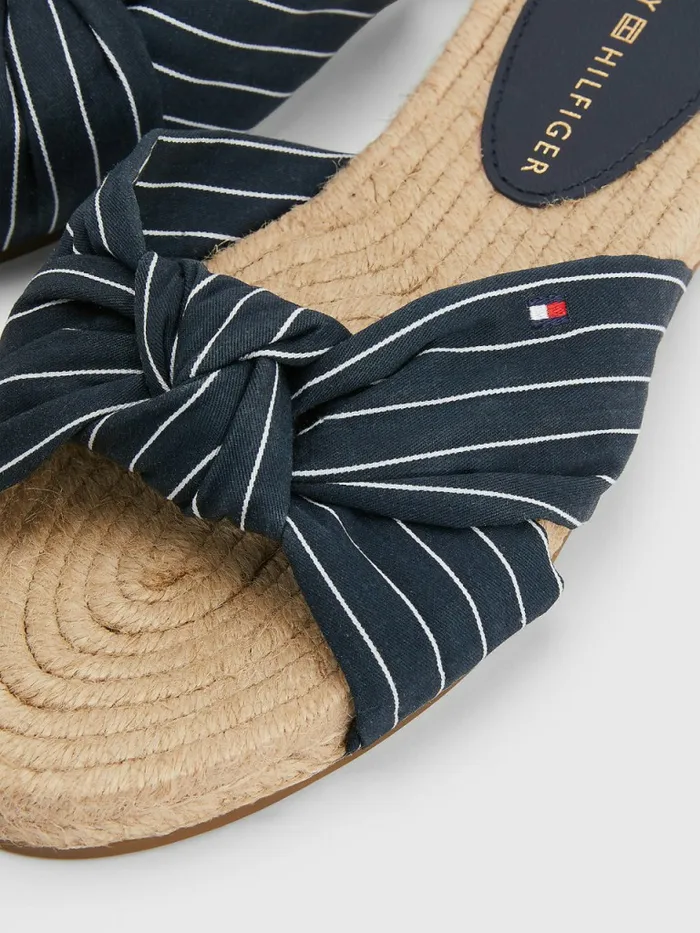 Tommy Hilfiger Stripe Espadrille Flat Sandals Desert Sky Womens Sandals Gift 4 You