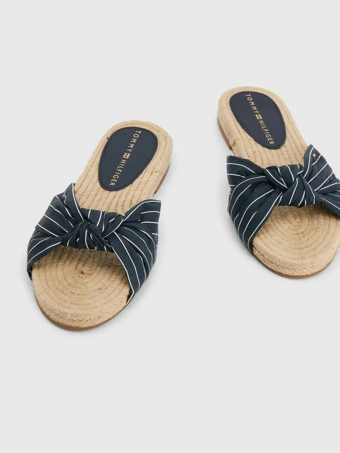 Tommy Hilfiger Stripe Espadrille Flat Sandals Desert Sky Womens Sandals Gift 4 You