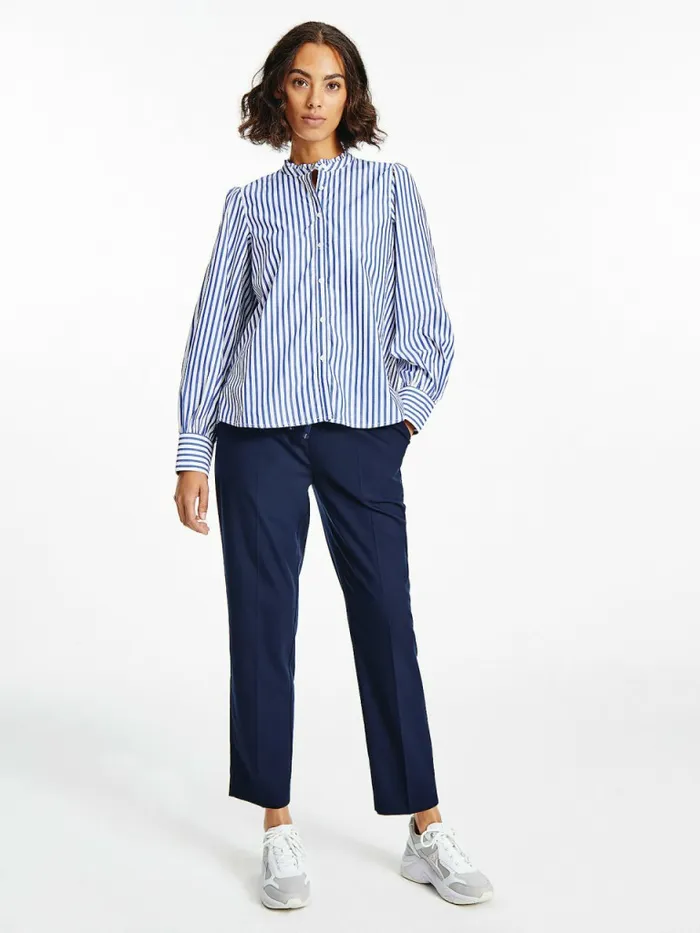 Tommy Hilfiger Stripe Relaxed Fit Frill Blouse Bold StpWedge Blue Womens Shirts and Blouses Gift for Friend Tommy Hilfiger Stripe Relaxed Fit Frill Blouse Bold StpWedge Blue Womens Shirts and Blouses Gift for Friend
