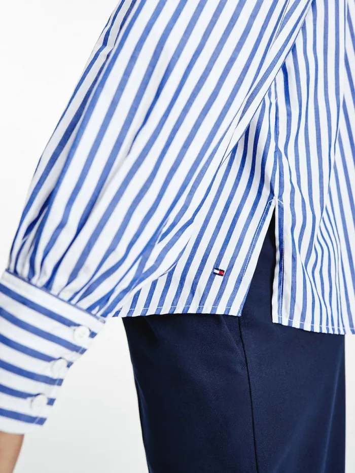 Tommy Hilfiger Stripe Relaxed Fit Frill Blouse Bold StpWedge Blue Womens Shirts and Blouses Gift for Friend