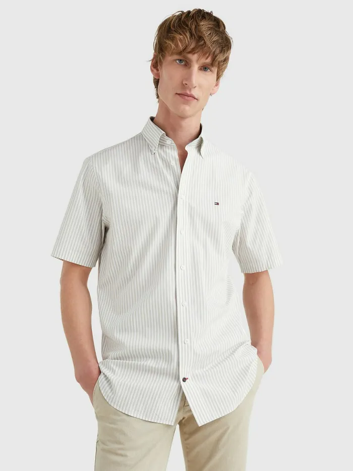Tommy Hilfiger Stripe Short Sleeve Regular Fit Shirt WoodridgeTh White Mens Shirts On Sale Tommy Hilfiger Stripe Short Sleeve Regular Fit Shirt WoodridgeTh White Mens Shirts On Sale