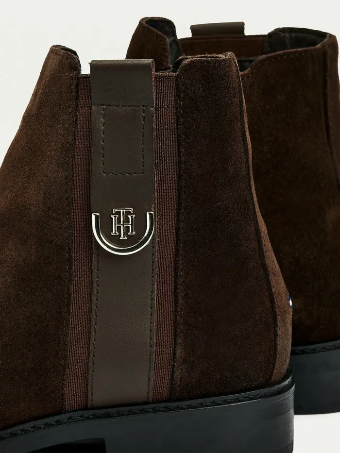 Tommy Hilfiger Suede Monogram Ankle Boots Cocoa Womens Boots On Sale