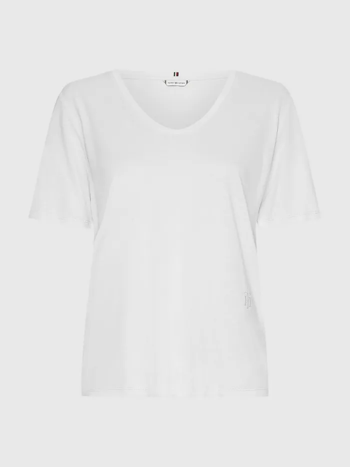 Tommy Hilfiger Sueded Scoop Neck Relaxed TShirt Sueded Ecru Womens TShirts Cheap On Sale