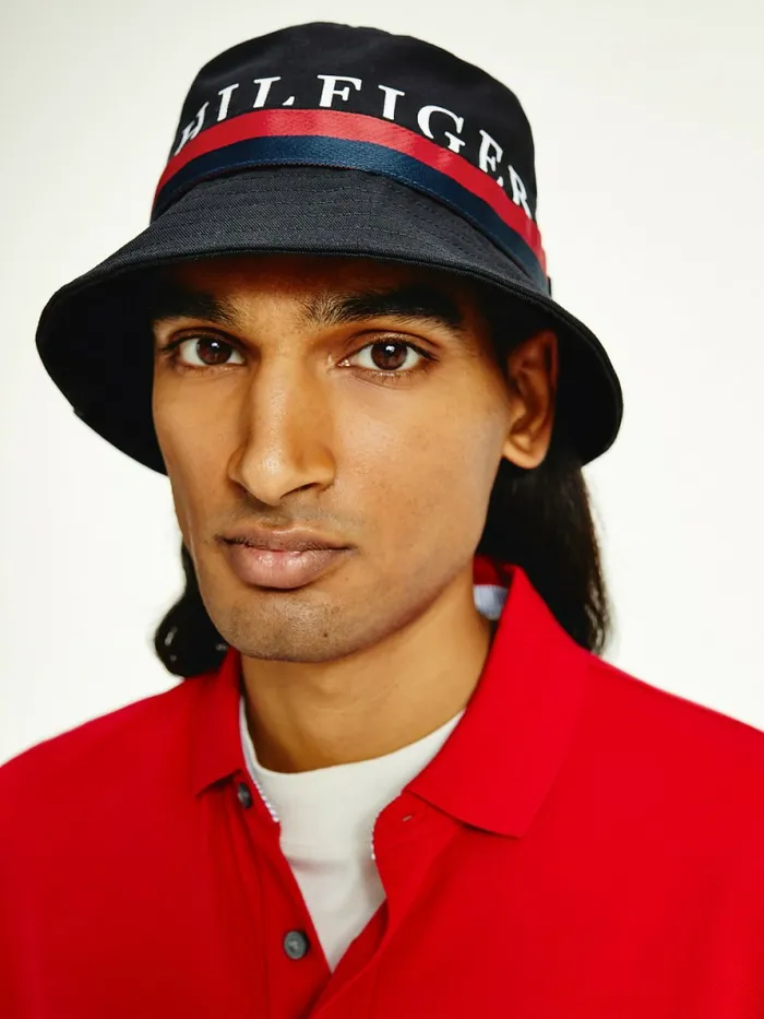 Tommy Hilfiger Tape Bucket Hat Black Mens Hats and Scarves For Sale