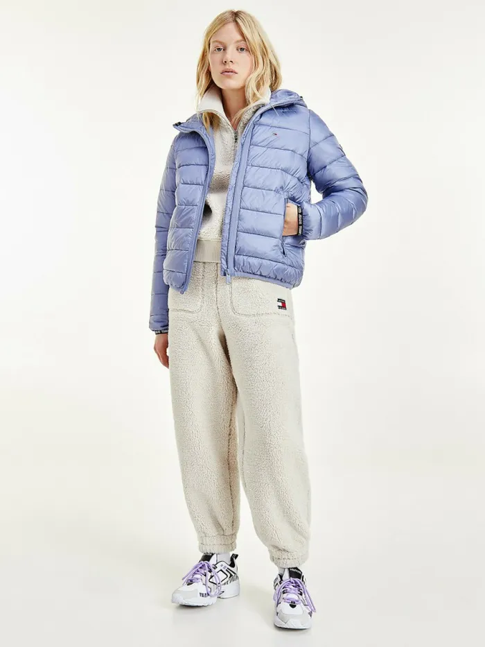 Tommy Hilfiger Tape Detail Quilted Hooded Jacket Lavender Grey Womens Coats and Jackets Popular Tommy Hilfiger Tape Detail Quilted Hooded Jacket Lavender Grey Womens Coats and Jackets Popular