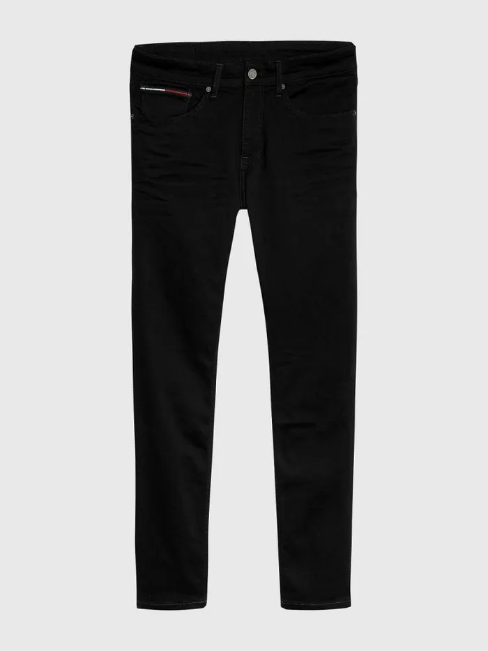 Tommy Hilfiger Tapered Slim Fit Black Jeans New Black Stretch Mens Jeans Cheap On Sale