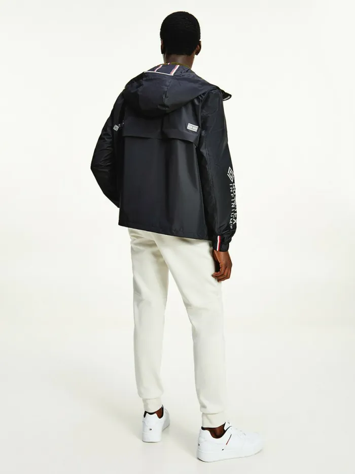 Tommy Hilfiger Tech Essential GoreTex Hooded Jacket Black Mens Coats and Jackets Cheap On Sale