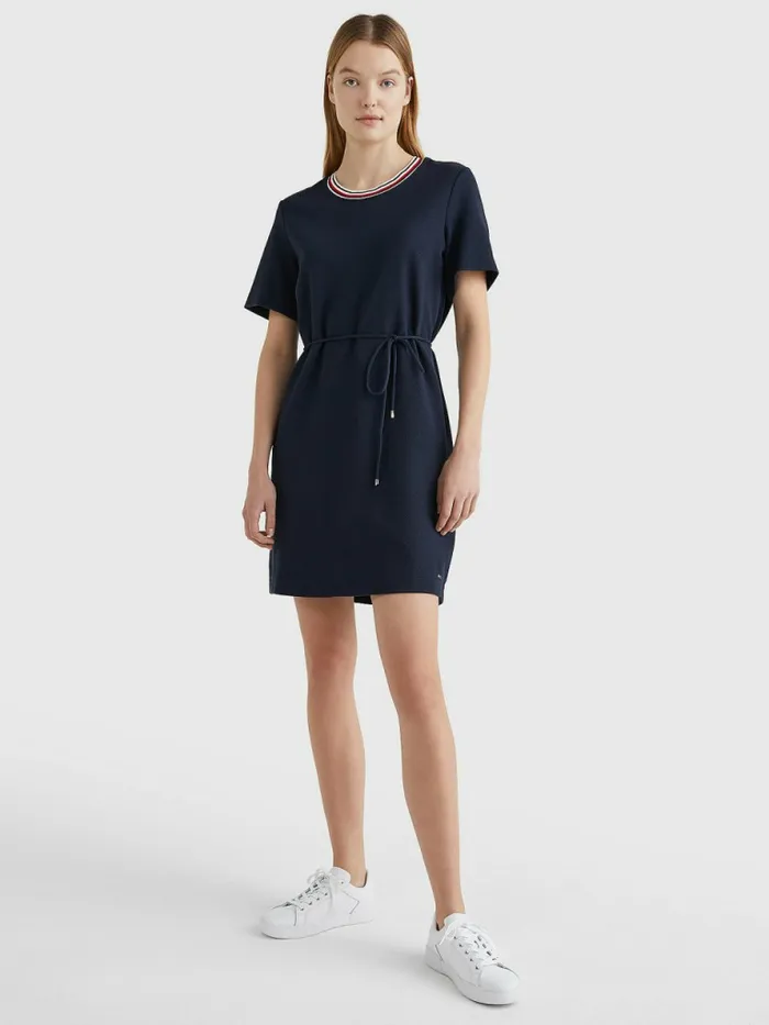 Tommy Hilfiger Textured Relaxed Fit TShirt Dress Desert Sky Womens Dresses and Jumpsuits Sale