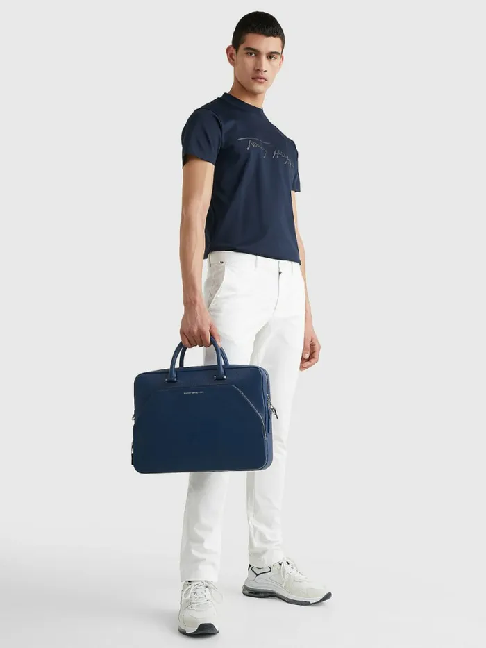 Tommy Hilfiger Th Business Leather Computer Bag Twilight Indigo Mens Bags Gift 4 You