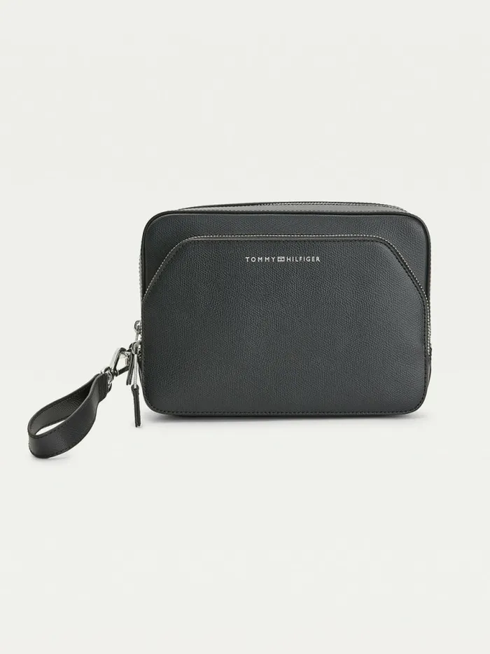 Tommy Hilfiger Th Business Leather Washbag Black Mens Bags Popular