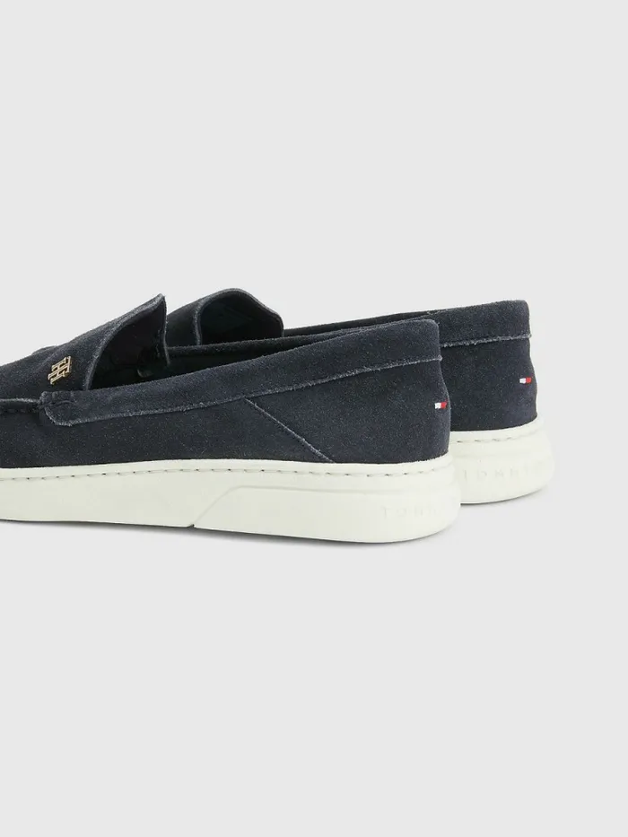 Tommy Hilfiger Th Comfort Collapsible Suede Loafers Desert Sky Womens Flat Shoes Online