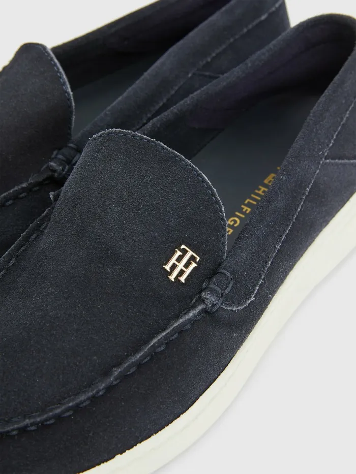 Tommy Hilfiger Th Comfort Collapsible Suede Loafers Desert Sky Womens Flat Shoes Online