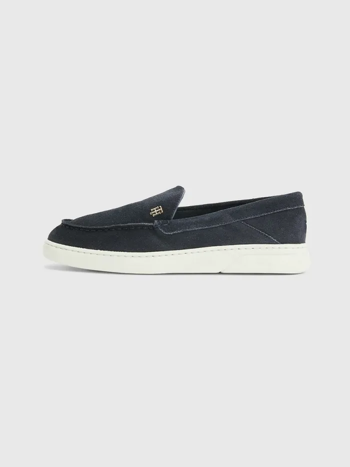 Tommy Hilfiger Th Comfort Collapsible Suede Loafers Desert Sky Womens Flat Shoes Online
