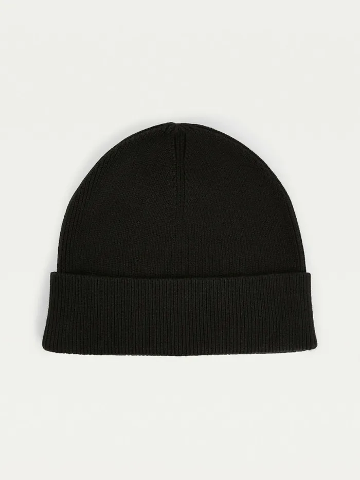 Tommy Hilfiger Th Established Knitted Cotton Beanie Black Mens Hats and Scarves Gift Ideas