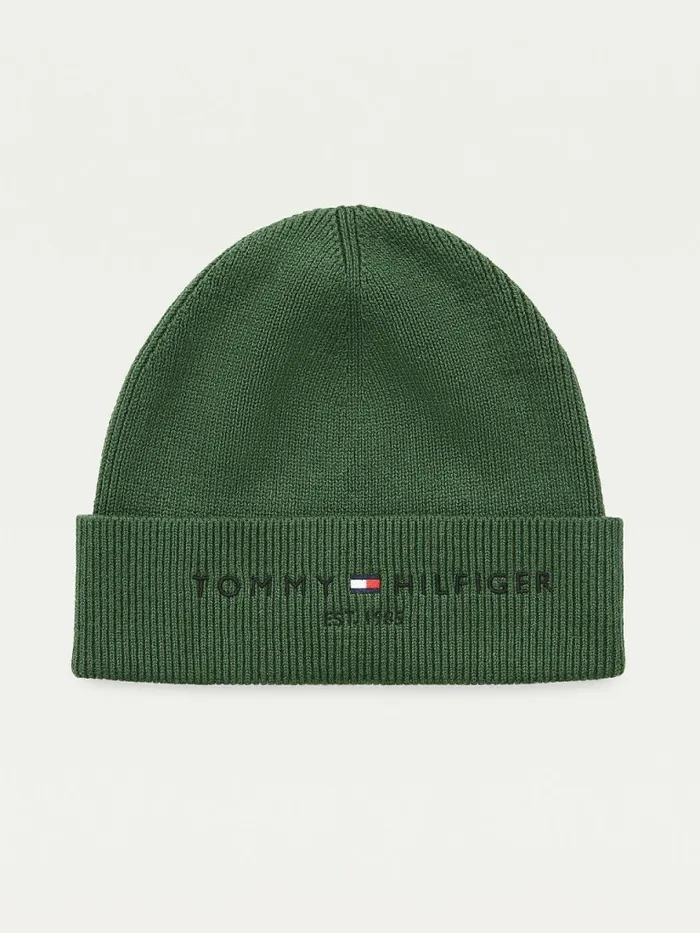Tommy Hilfiger Th Established Knitted Cotton Beanie National Forest Mens Hats and Scarves Popular Tommy Hilfiger Th Established Knitted Cotton Beanie National Forest Mens Hats and Scarves Popular