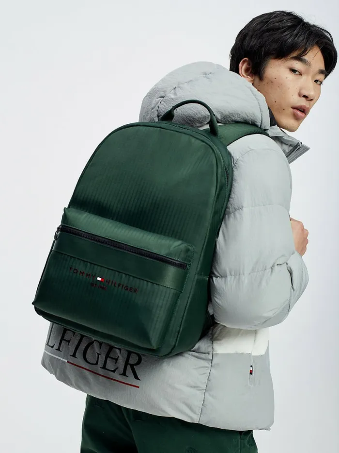 Tommy Hilfiger Th Established Recycled Polyester Backpack Forest Green Mens Bags Online