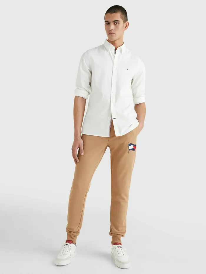 Tommy Hilfiger Th Flex Dobby Slim Fit Shirt White Mens Shirts On Sale