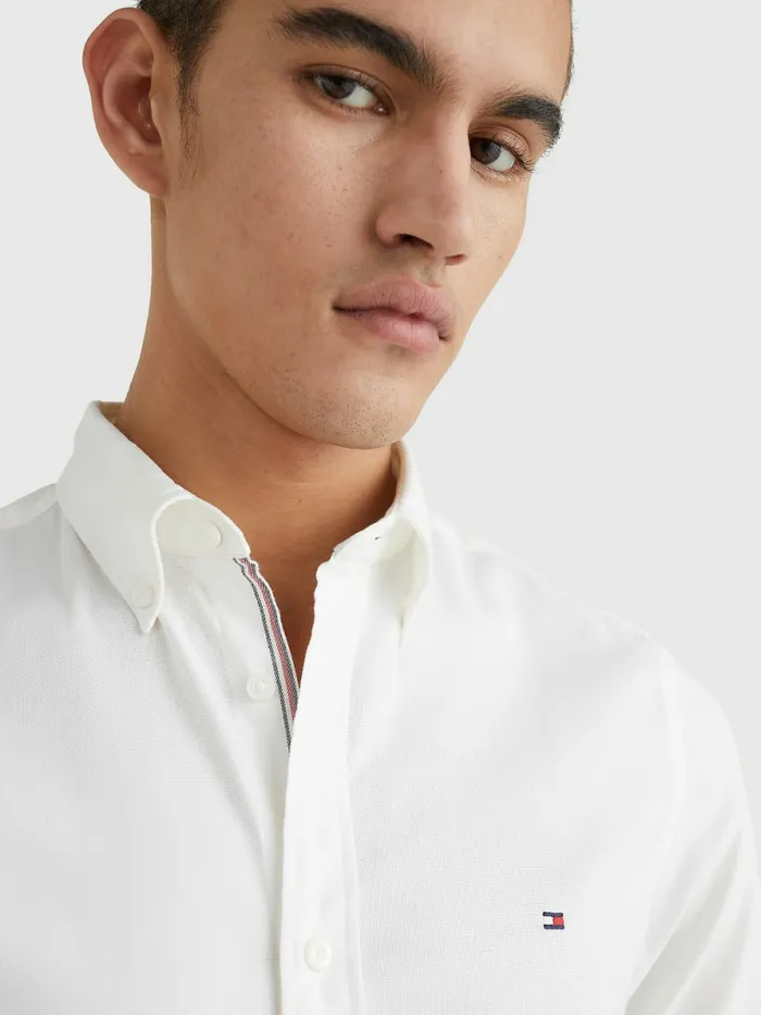 Tommy Hilfiger Th Flex Dobby Slim Fit Shirt White Mens Shirts On Sale