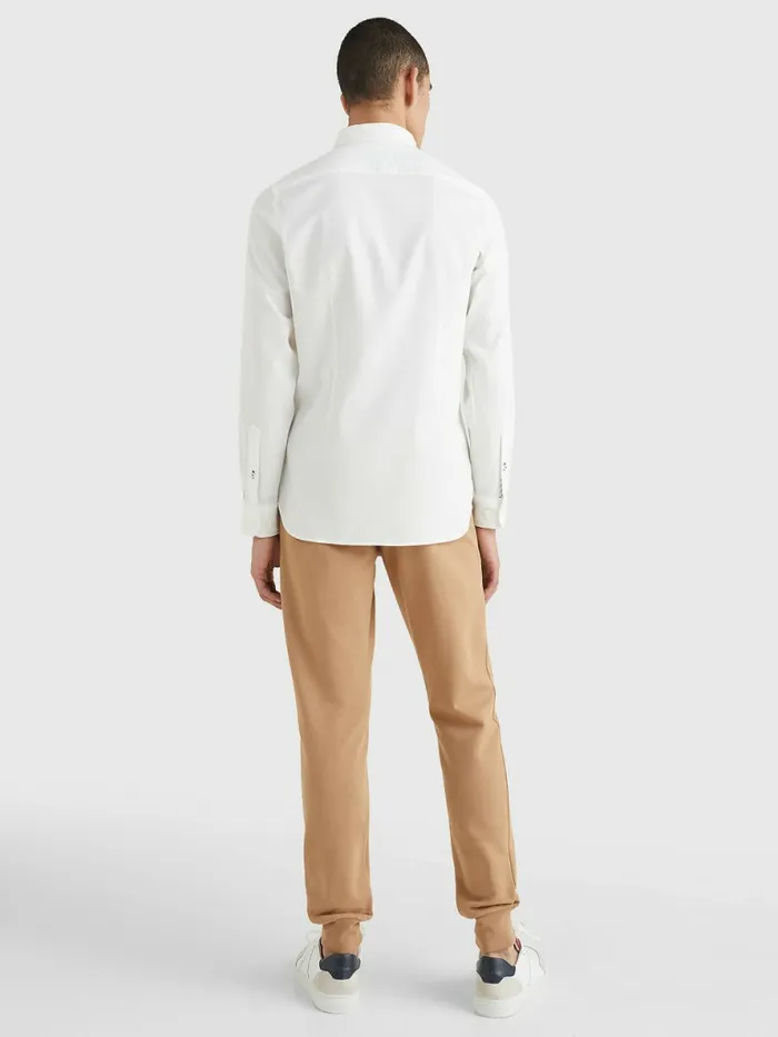 Tommy Hilfiger Th Flex Dobby Slim Fit Shirt White Mens Shirts On Sale