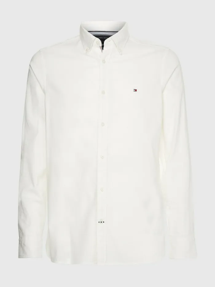 Tommy Hilfiger Th Flex Dobby Slim Fit Shirt White Mens Shirts On Sale