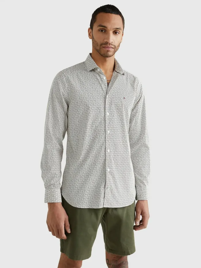Tommy Hilfiger Th Flex Geometric Print Slim Shirt Th Optic WhiteHawaiian Coral Mens Shirts Casaul Tommy Hilfiger Th Flex Geometric Print Slim Shirt Th Optic WhiteHawaiian Coral Mens Shirts Casaul