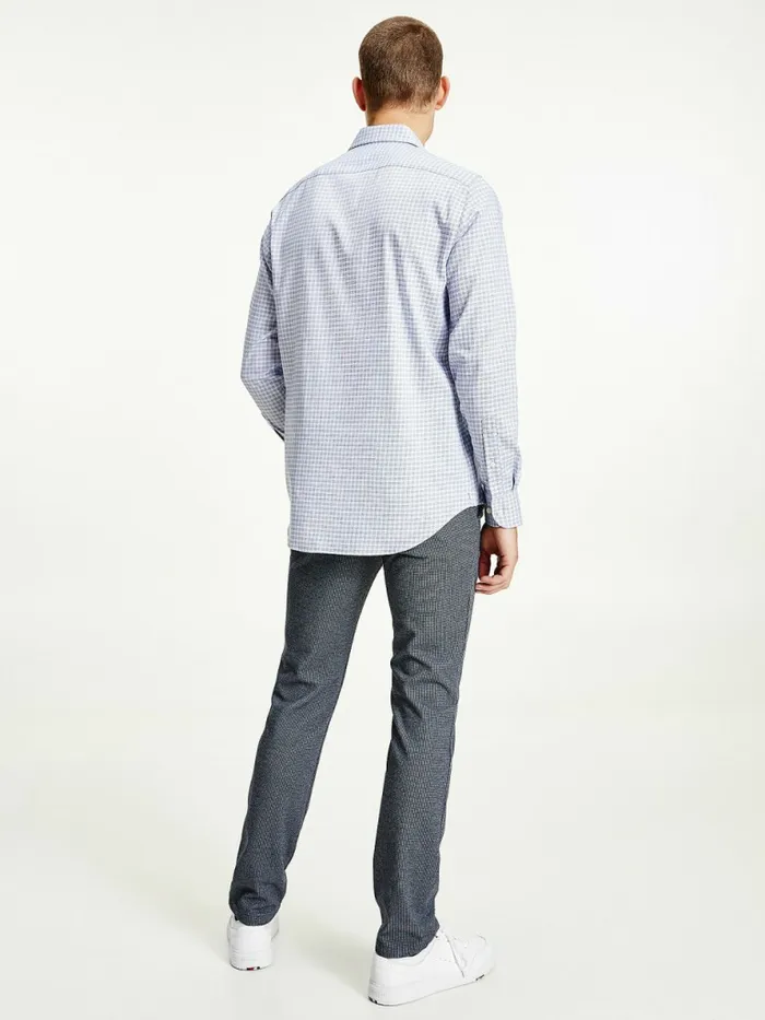 Tommy Hilfiger Th Flex Herringbone Regular Fit Shirt Th WhiteWedge Blue Mens Shirts On Sale