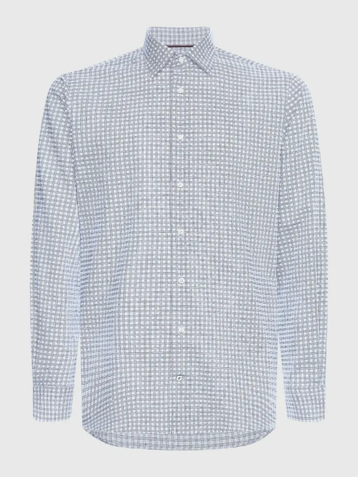 Tommy Hilfiger Th Flex Herringbone Regular Fit Shirt Th WhiteWedge Blue Mens Shirts On Sale