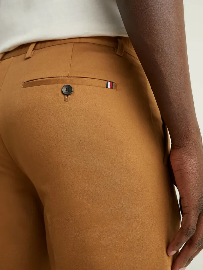 Tommy Hilfiger Th Modern Pleated Tapered Chinos Desert Khaki Mens Trousers