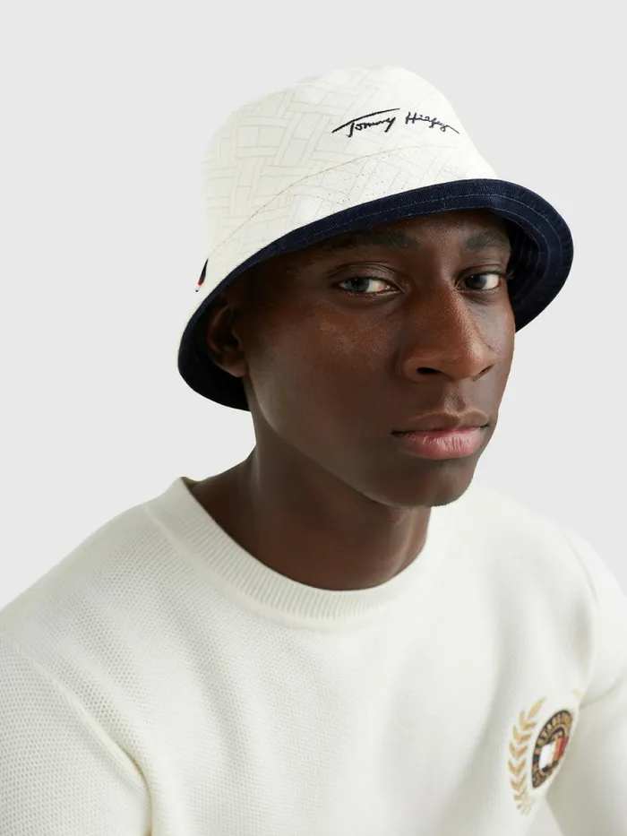 Tommy Hilfiger Th Modern Reversible Bucket Hat Desert Sky Mens Hats and Scarves Fashion