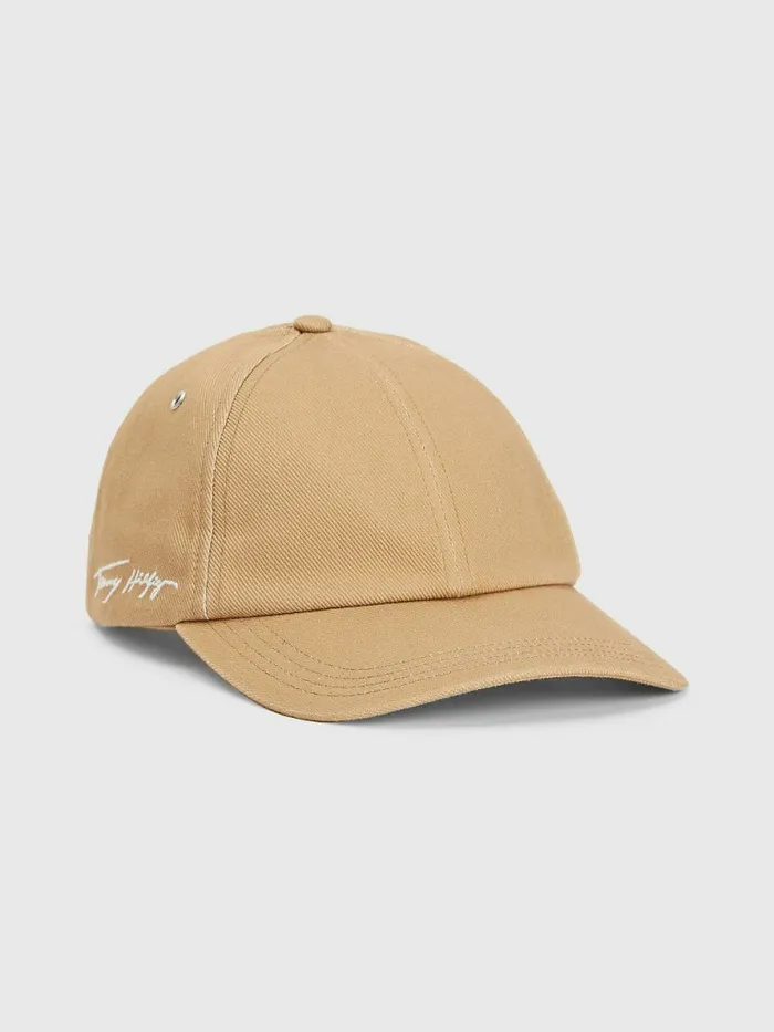 Tommy Hilfiger Th Modern Signature Embroidery Cap Natural Khaki Mens Hats and Scarves Casaul Tommy Hilfiger Th Modern Signature Embroidery Cap Natural Khaki Mens Hats and Scarves Casaul