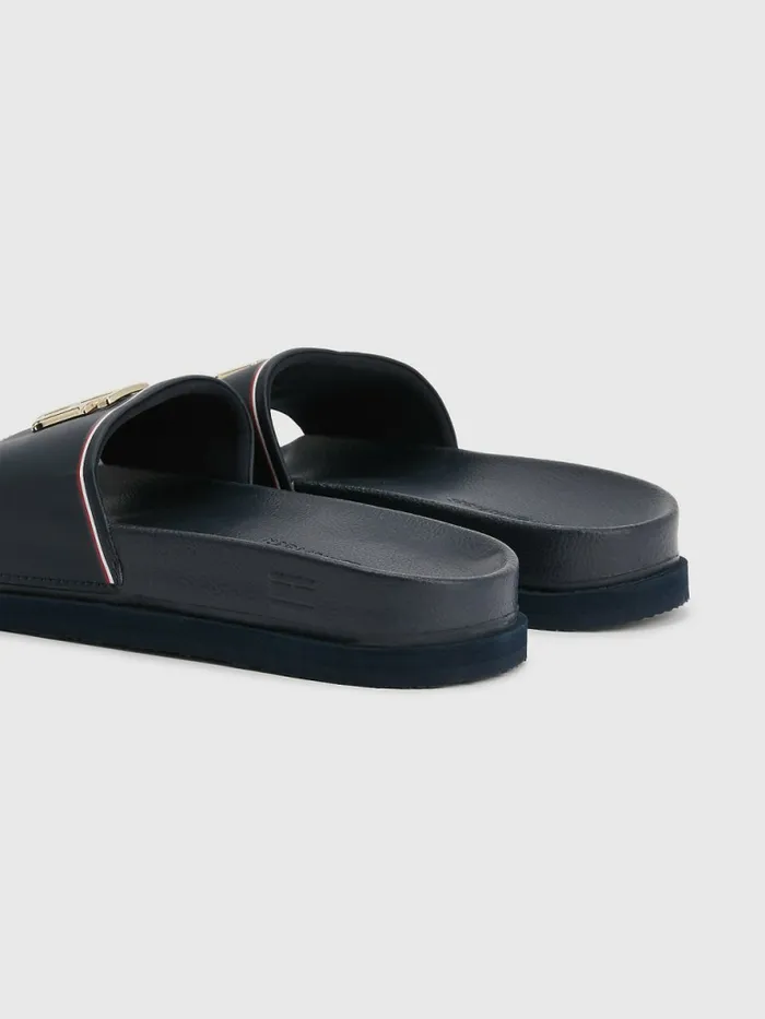 Tommy Hilfiger Th Monogram Flatform Pool Slides Desert Sky Womens Sandals On Sale