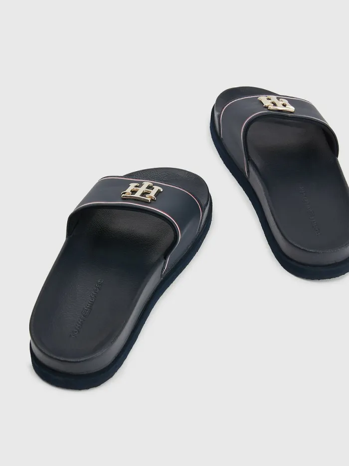 Tommy Hilfiger Th Monogram Flatform Pool Slides Desert Sky Womens Sandals On Sale