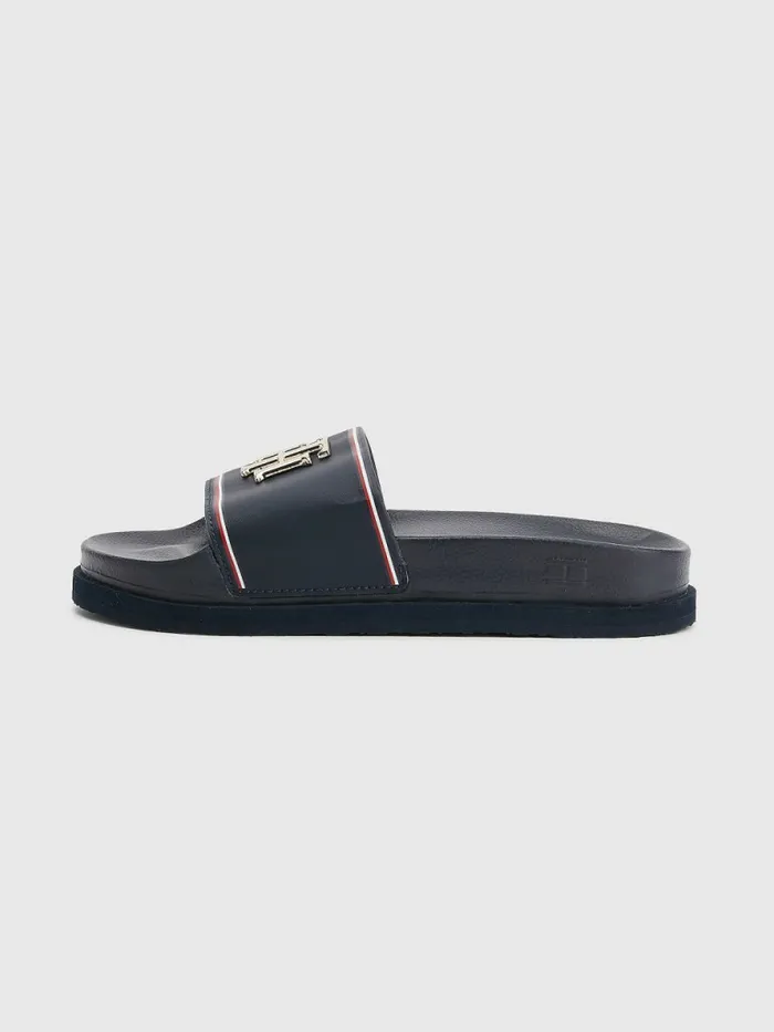 Tommy Hilfiger Th Monogram Flatform Pool Slides Desert Sky Womens Sandals On Sale