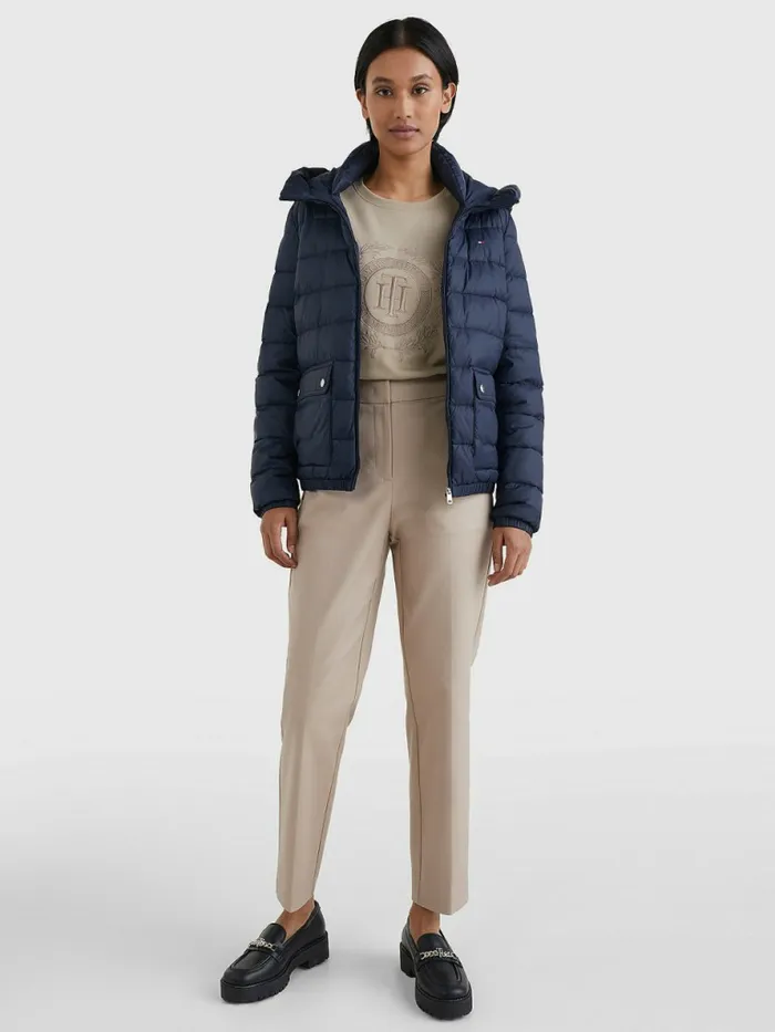 Tommy Hilfiger Th Protect Hooded Padded Jacket Desert Sky Womens Coats and Jackets Gift Ideas