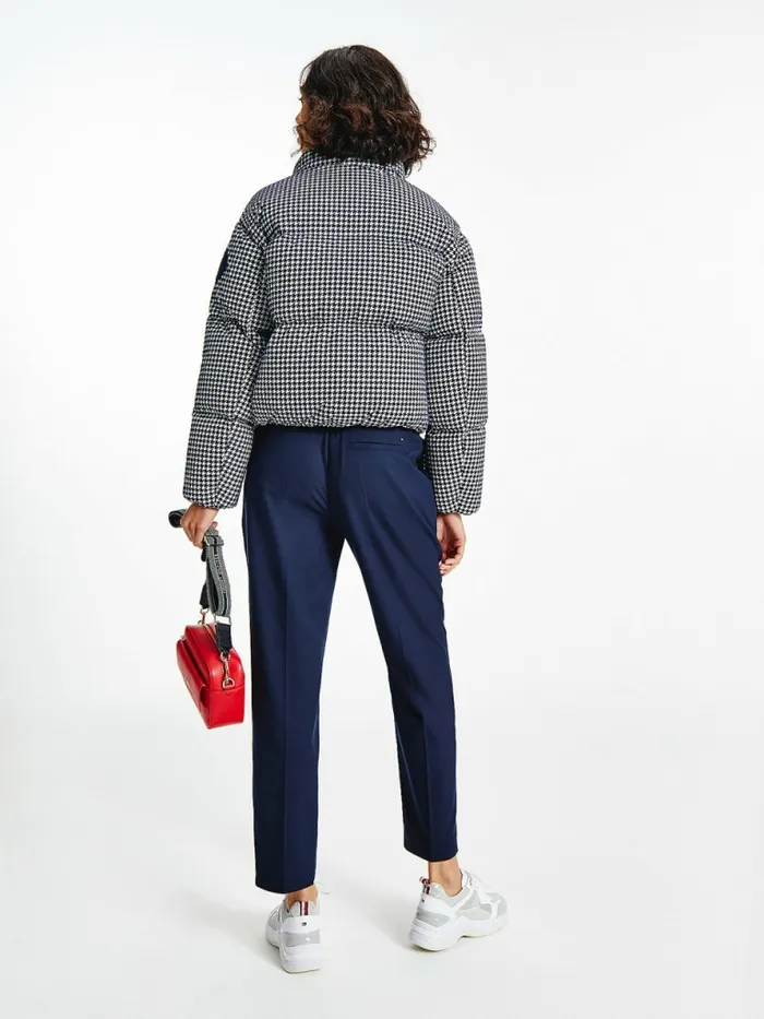 Tommy Hilfiger Th Protect Houndstooth Relaxed Down Jacket Small HoundstoothDesert Sky Ecru Womens Coats and Jackets Online