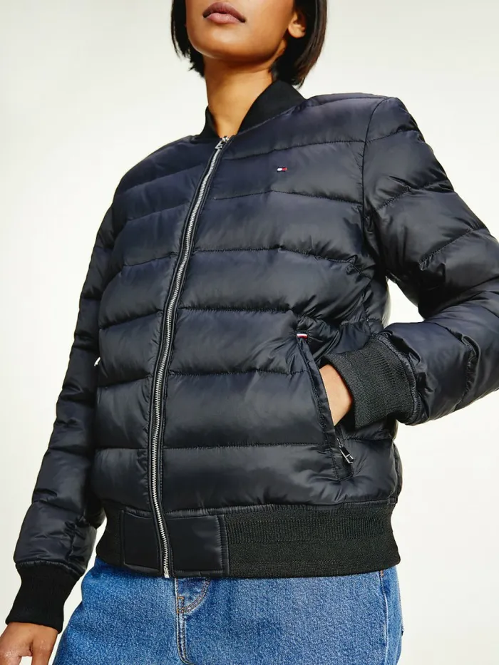 Tommy Hilfiger Th Protect Lightweight Filled Bomber Jacket Black Womens Coats and Jackets For Sale Tommy Hilfiger Th Protect Lightweight Filled Bomber Jacket Black Womens Coats and Jackets For Sale