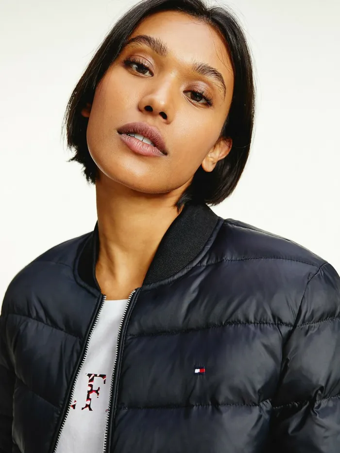 Tommy Hilfiger Th Protect Lightweight Filled Bomber Jacket Black Womens Coats and Jackets For Sale