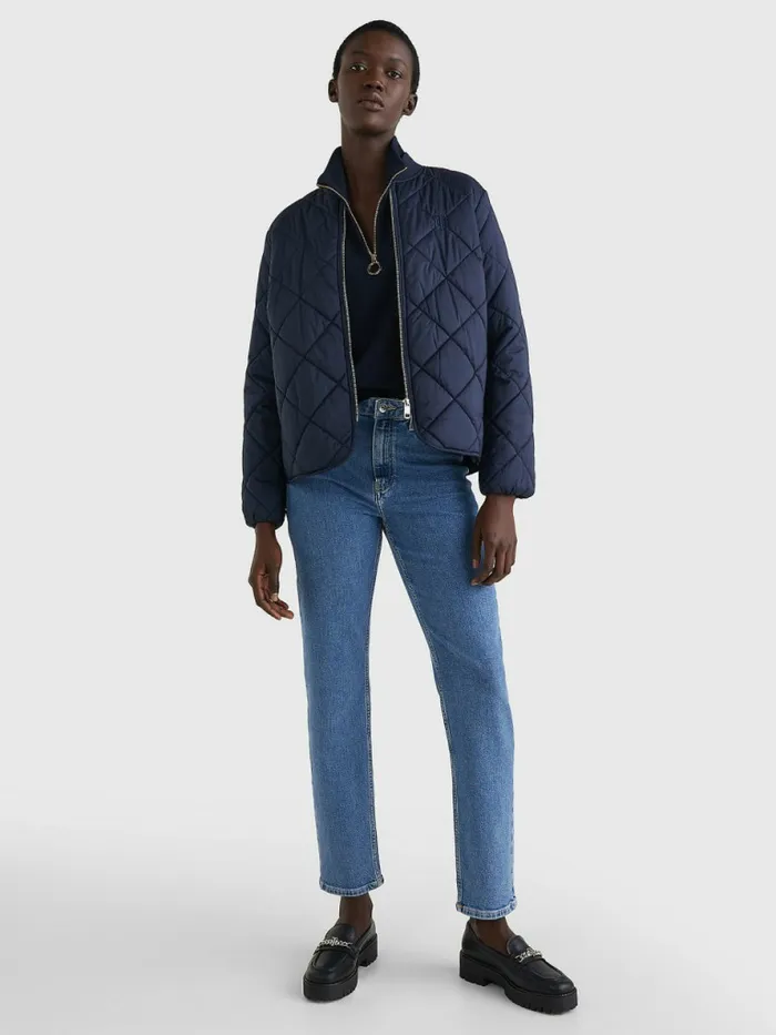 Tommy Hilfiger Th Protect Quilted Bomber Jacket Desert Sky Womens Coats and Jackets Cheap On Sale