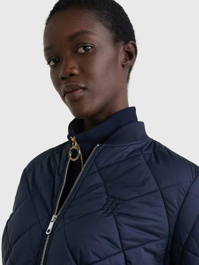 Tommy Hilfiger Th Protect Quilted Bomber Jacket Desert Sky Womens Coats and Jackets Cheap On Sale