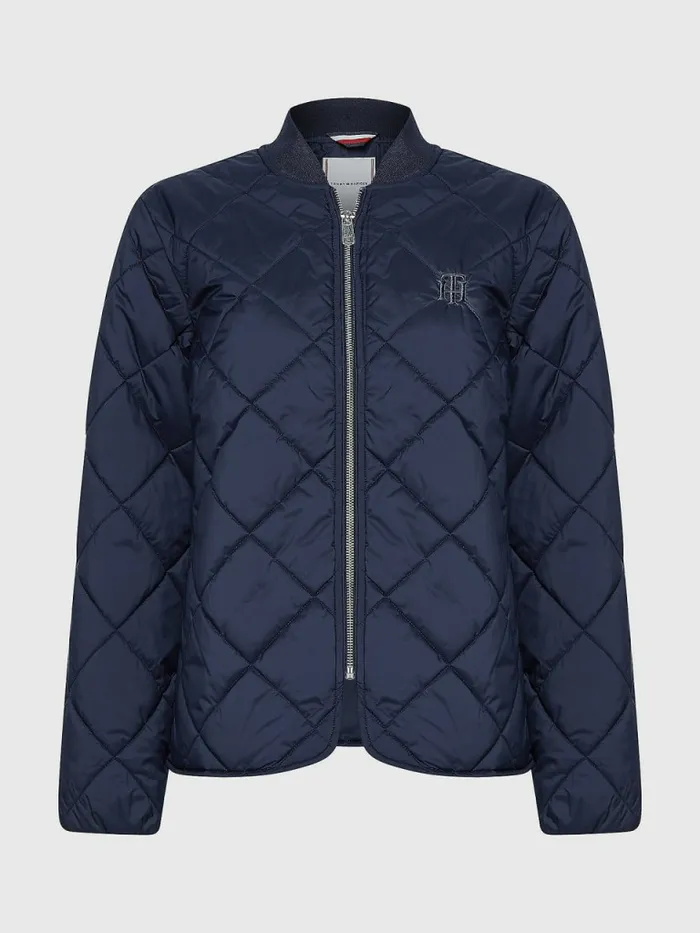 Tommy Hilfiger Th Protect Quilted Bomber Jacket Desert Sky Womens Coats and Jackets Cheap On Sale