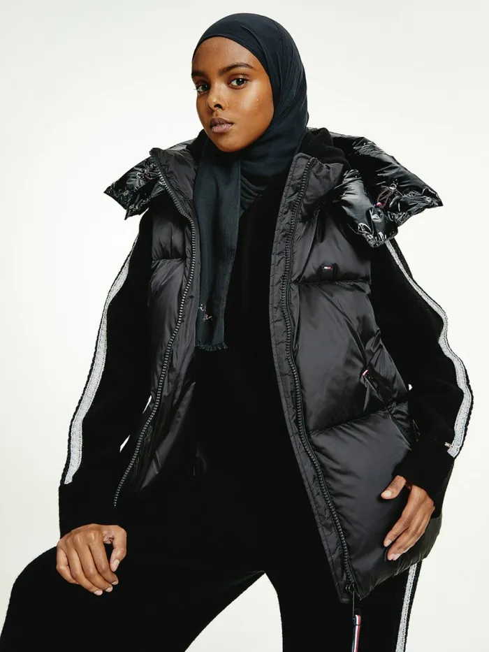 Tommy Hilfiger Th Protect Relaxed Down Puffer Vest Black Womens Coats and Jackets Fashion