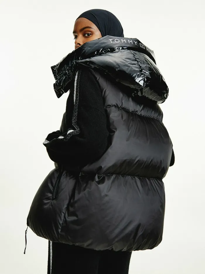Tommy Hilfiger Th Protect Relaxed Down Puffer Vest Black Womens Coats and Jackets Fashion