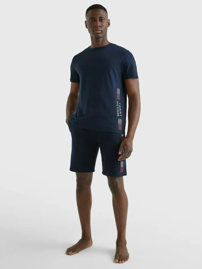 Tommy Hilfiger Th Stretch Logo Print TShirt Desert Sky Mens TShirts Sale