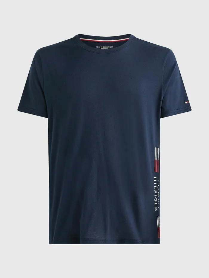 Tommy Hilfiger Th Stretch Logo Print TShirt Desert Sky Mens TShirts Sale