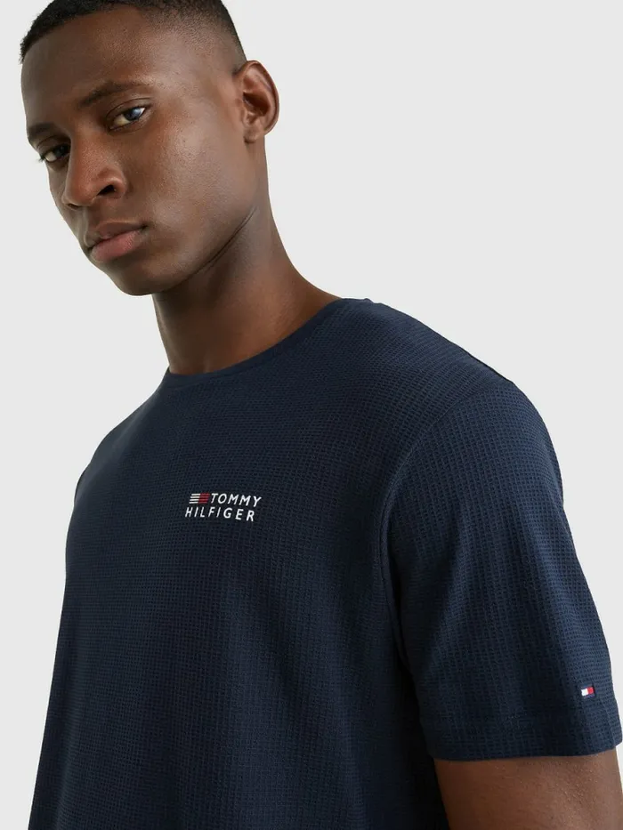Tommy Hilfiger Th Stretch Logo TShirt Desert Sky Mens TShirts Popular