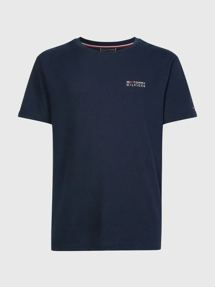 Tommy Hilfiger Th Stretch Logo TShirt Desert Sky Mens TShirts Popular