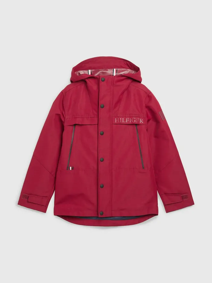 Tommy Hilfiger Th Tech Recycled Hooded Parka Bing Cherry Boys Coats and Jackets Casaul