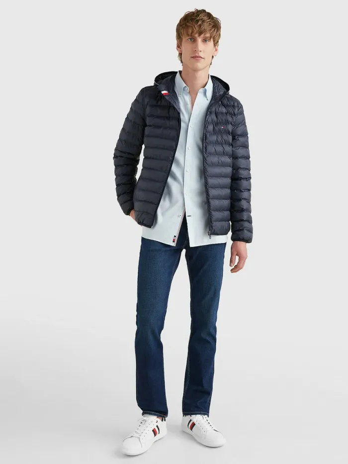 Tommy Hilfiger Th Warm Packable Hooded Jacket Desert Sky Mens Coats and Jackets On Sale